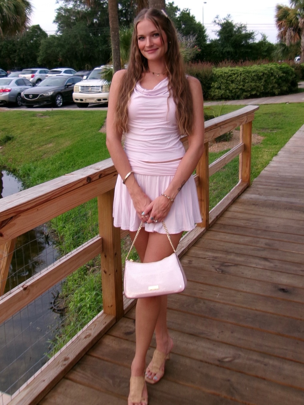 Women’s Light Pink A-Line Skirt set
